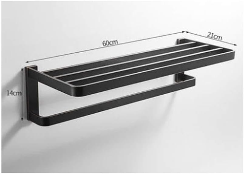 Black Copper Towel Rack for Bathroom & Kitchen, Rust-Proof Square Bathroom Towel Holder, Space-Saving Pendant, Stainless Steel, Easy Installation