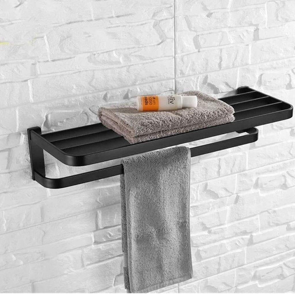 Black Copper Towel Rack for Bathroom & Kitchen, Rust-Proof Square Bathroom Towel Holder, Space-Saving Pendant, Stainless Steel, Easy Installation