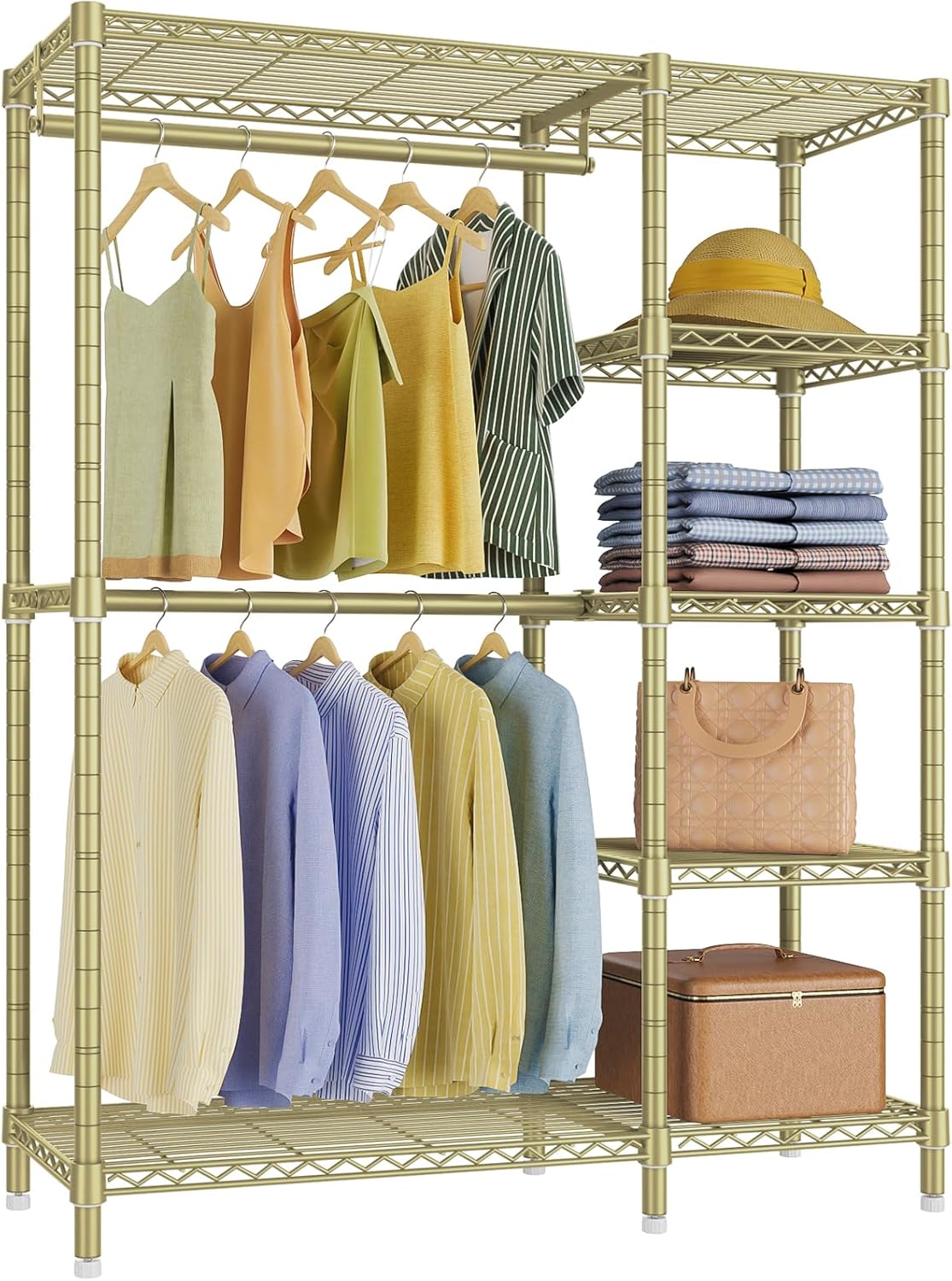 VIPEK V7 Garment Rack for Hanging Clothes Heavy Duty Clothes Rack with Shelves, Portable Closet Racks Metal Clothing Racks 5 Tiers Freestanding Closet Wardrobe System, Max Load 670lbs, Black