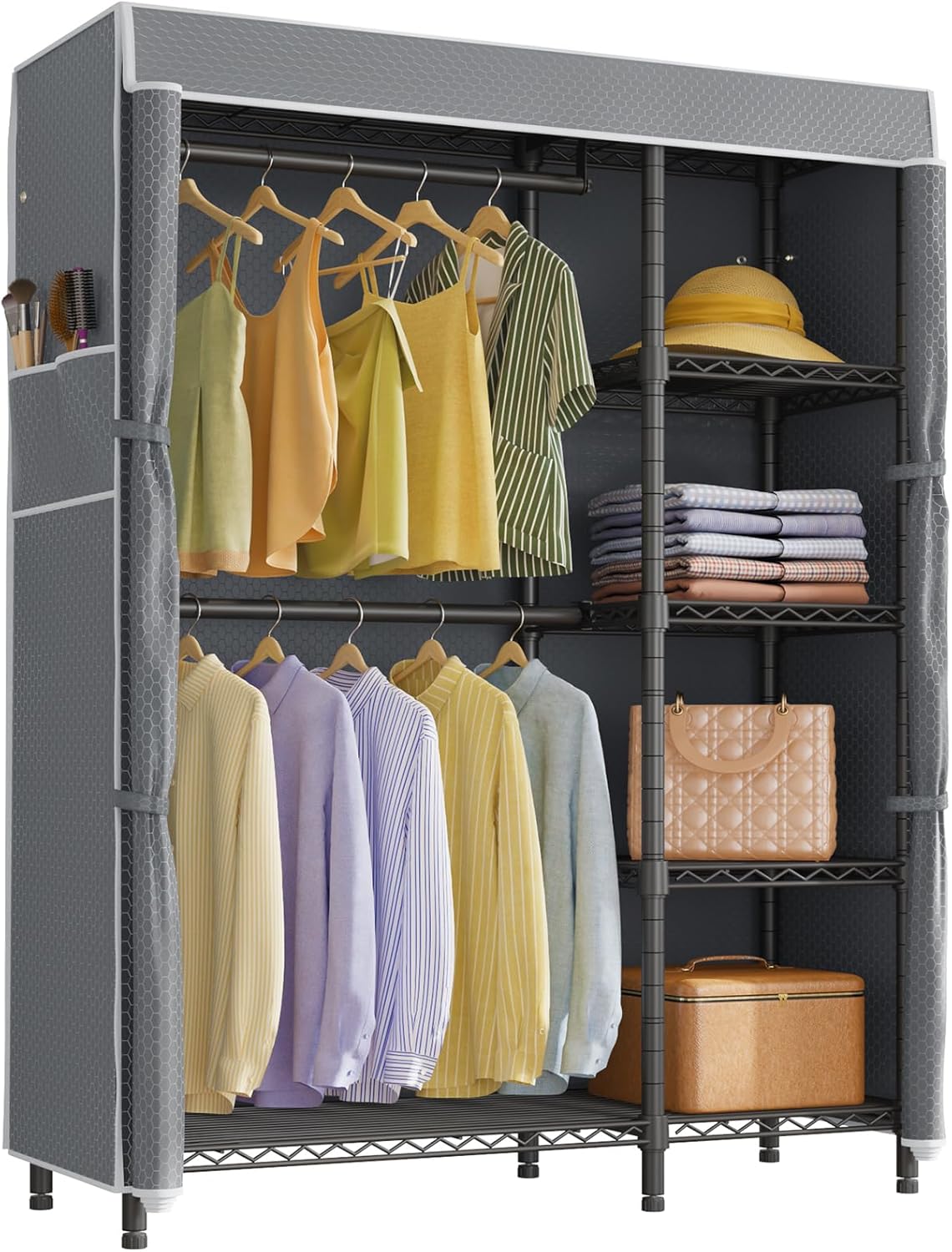 VIPEK V7 Garment Rack for Hanging Clothes Heavy Duty Clothes Rack with Shelves, Portable Closet Racks Metal Clothing Racks 5 Tiers Freestanding Closet Wardrobe System, Max Load 670lbs, Black
