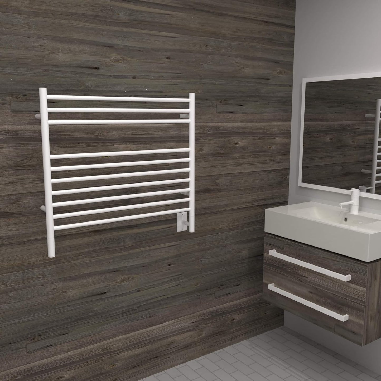 Amba Jeeves KSB Model K-Straight 10-Bar Hardwired Towel Warmer in Brushed
