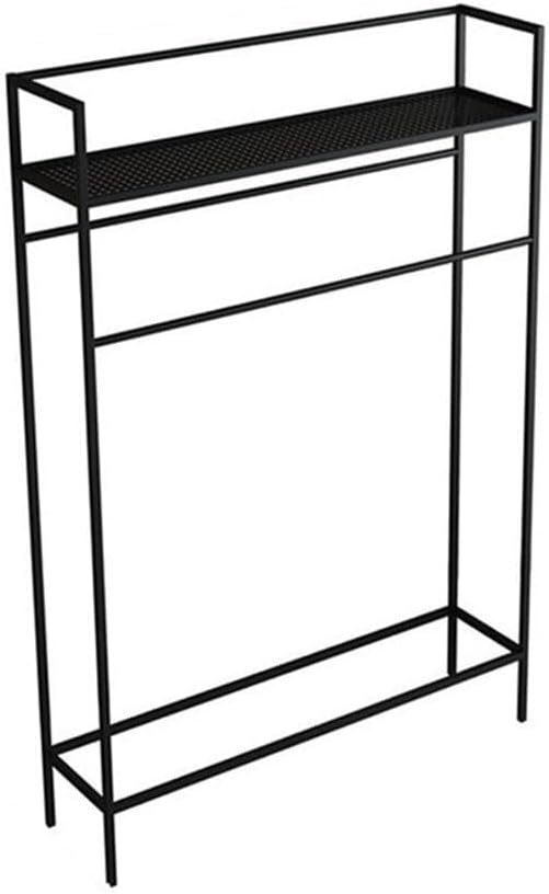Freestanding Vertical Towel Rack, Black Bathroom Floor Stand, Multifunctional Clothes Hanger Organizer, No-Drill(Gold)