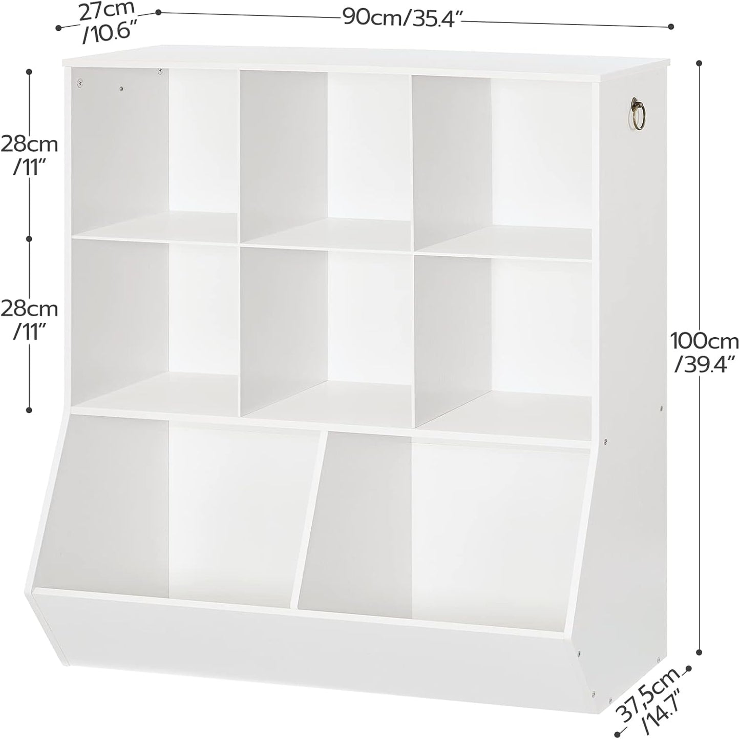 HOOBRO Kids Bookshelf, Toy Storage Cabinet, Kids Toy Organizer 8 Cubicles, Bookcase Footboard, Bookshelf for Kids, for Playroom, Nursery, Bedroom, and School, White WT35CW01G1
