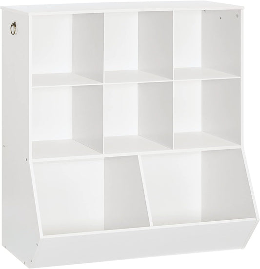 HOOBRO Kids Bookshelf, Toy Storage Cabinet, Kids Toy Organizer 8 Cubicles, Bookcase Footboard, Bookshelf for Kids, for Playroom, Nursery, Bedroom, and School, White WT35CW01G1