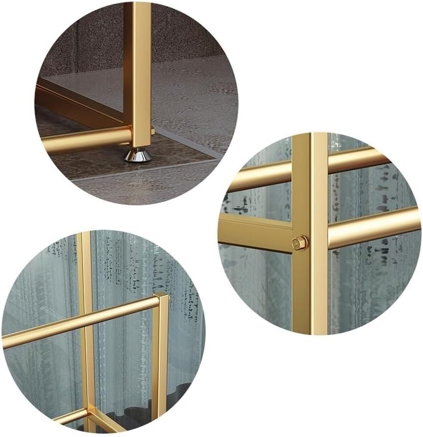 Freestanding 2-Tier Towel Rack, White Metal Floor-Standing Drying Stand for Bathroom Laundry, No-Drill(Gold)