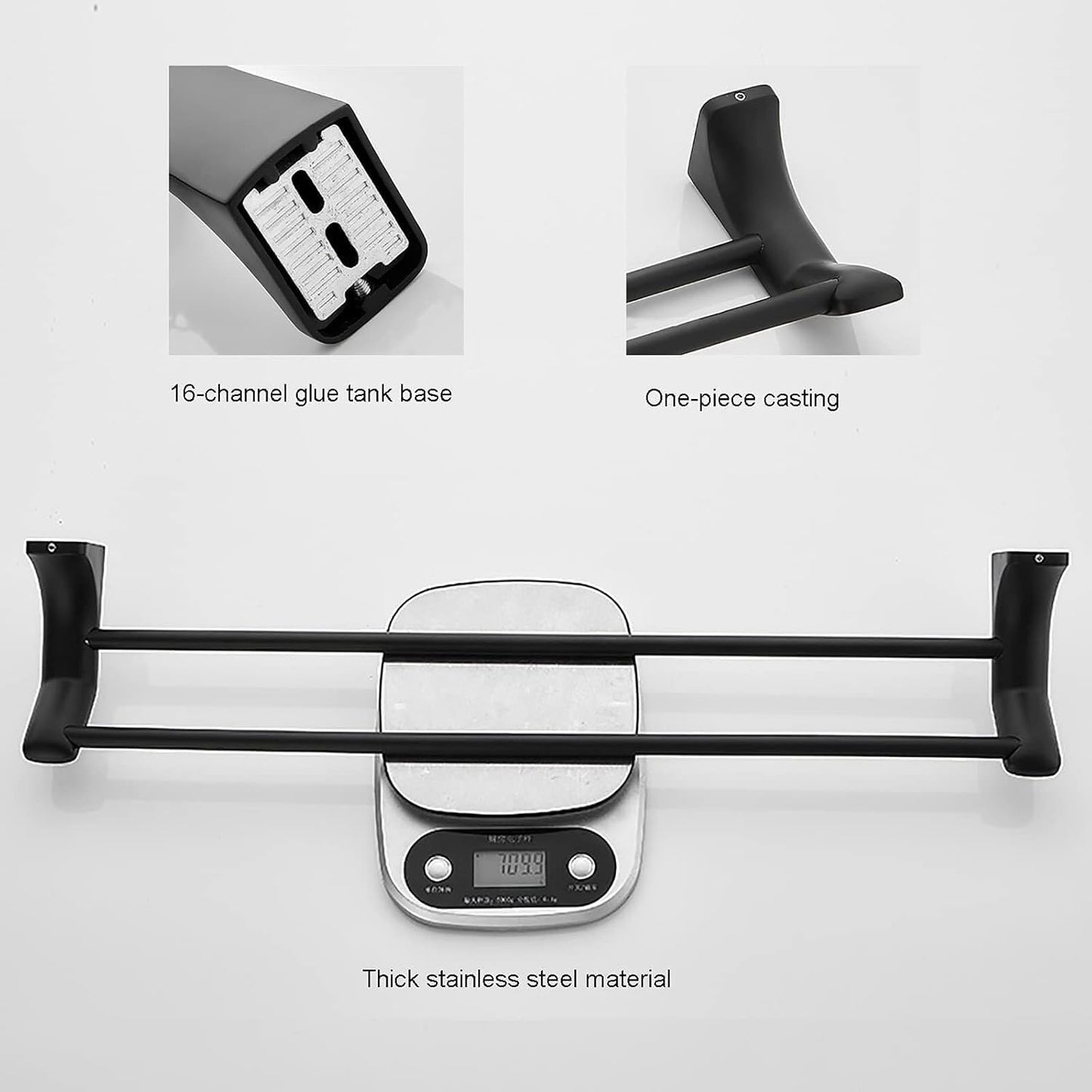 Black Thicken Sustowel Rack, Bathroom Single Pole Double Pole Towel Rack for Kitchen, Bathroom/Single Pole/30Cm The New(Single Pole,80Cm)