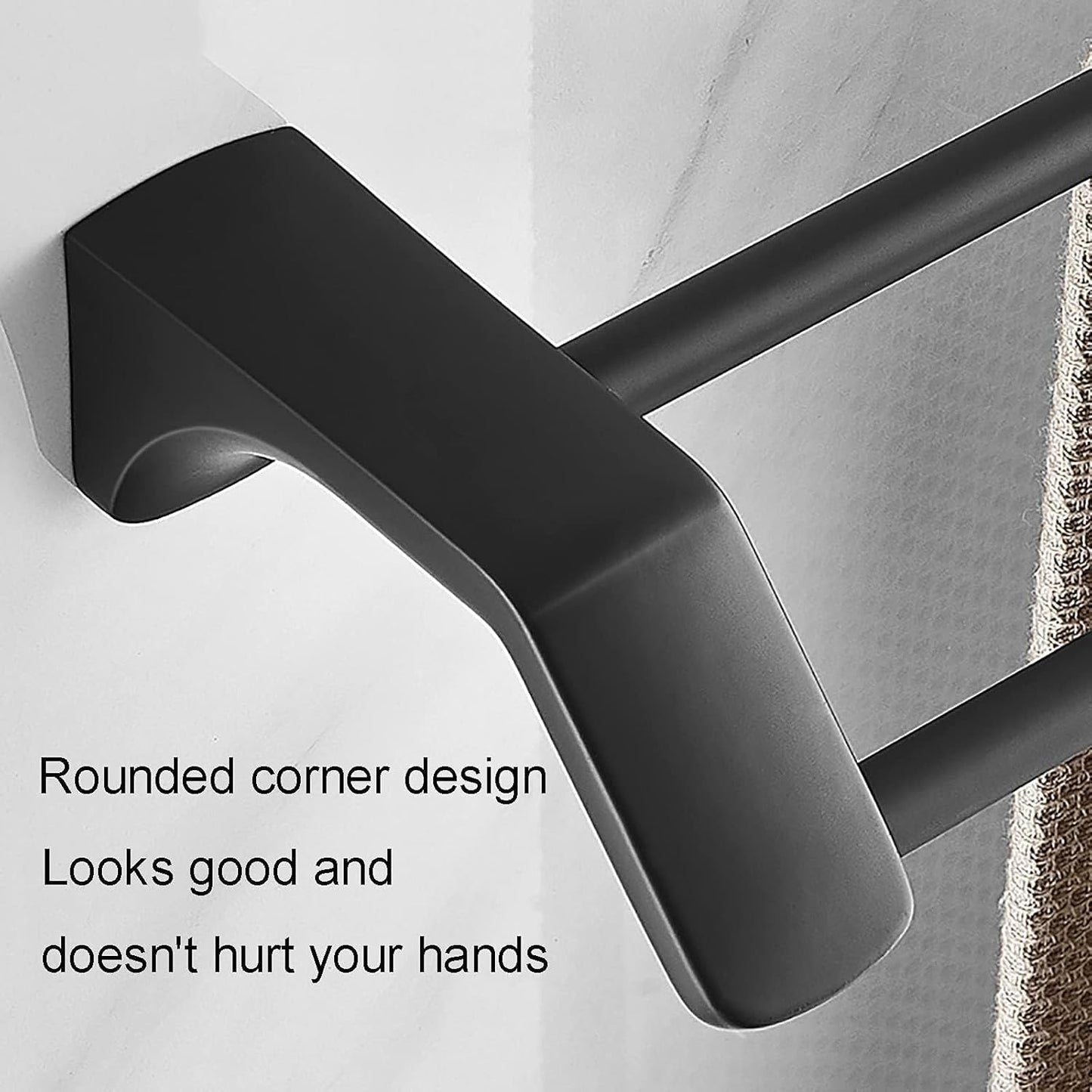 Black Thicken Sustowel Rack, Bathroom Single Pole Double Pole Towel Rack for Kitchen, Bathroom/Single Pole/30Cm The New(Single Pole,80Cm)