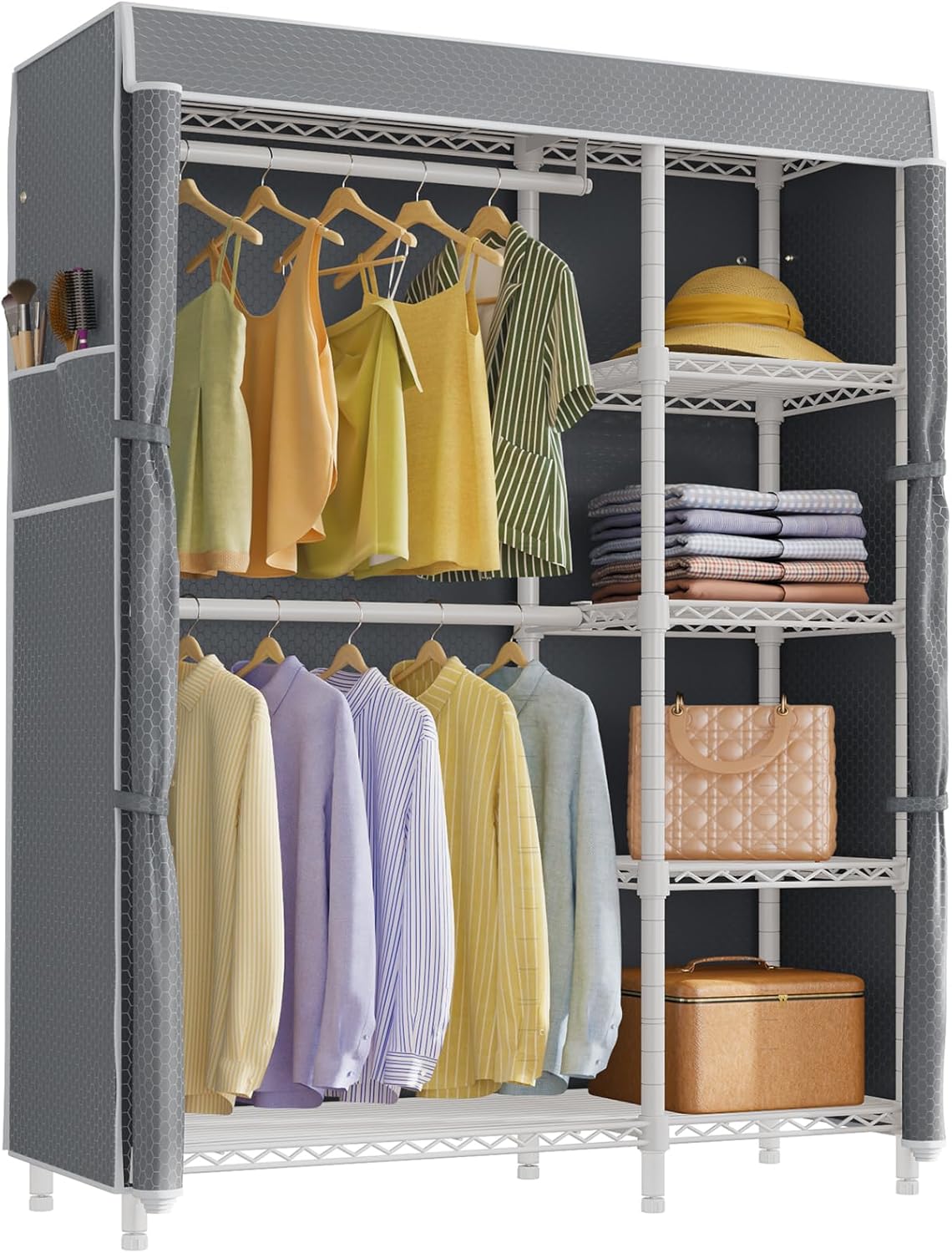 VIPEK V7 Garment Rack for Hanging Clothes Heavy Duty Clothes Rack with Shelves, Portable Closet Racks Metal Clothing Racks 5 Tiers Freestanding Closet Wardrobe System, Max Load 670lbs, Black
