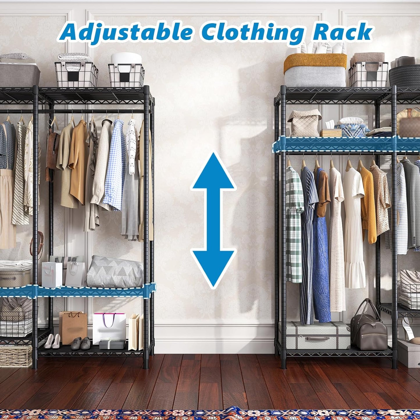 Raybee Heavy Duty Clothes Rack with Cover 800 LBS Clothing Racks for Hanging Clothes Portable Closet for Bedroom 56" Wx 16" Dx75.5 H