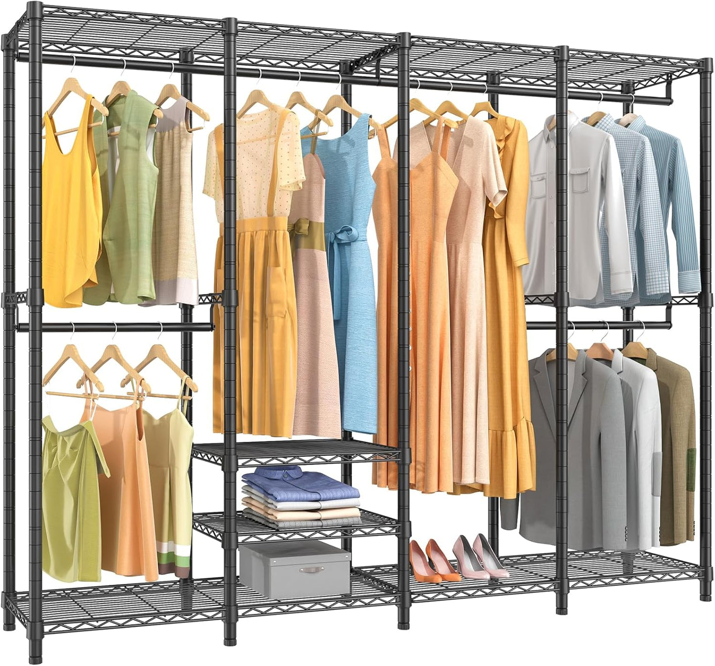 VIPEK V40 Medium Garment Rack Heavy Duty Clothes Rack for Hanging Clothes, Multi-Functional Bedroom Clothing Racks Freestanding Closet Portable Closet Wardrobe, Max Load 900lbs, Black