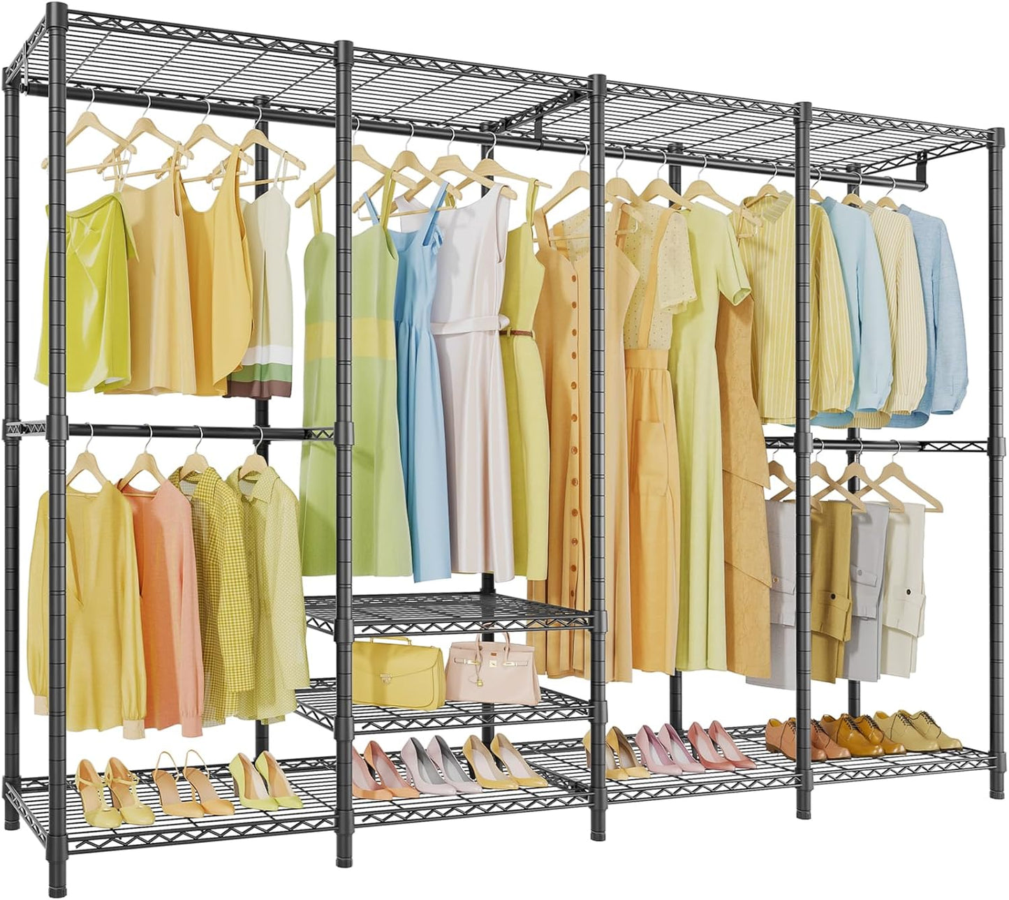 VIPEK V40 Medium Garment Rack Heavy Duty Clothes Rack for Hanging Clothes, Multi-Functional Bedroom Clothing Racks Freestanding Closet Portable Closet Wardrobe, Max Load 900lbs, Black